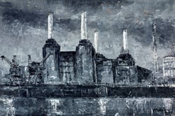 As It Was Battersea Power Station London by Mark Curryer - Original Mixed Media on Board sized 36x24 inches. Available from Whitewall Galleries